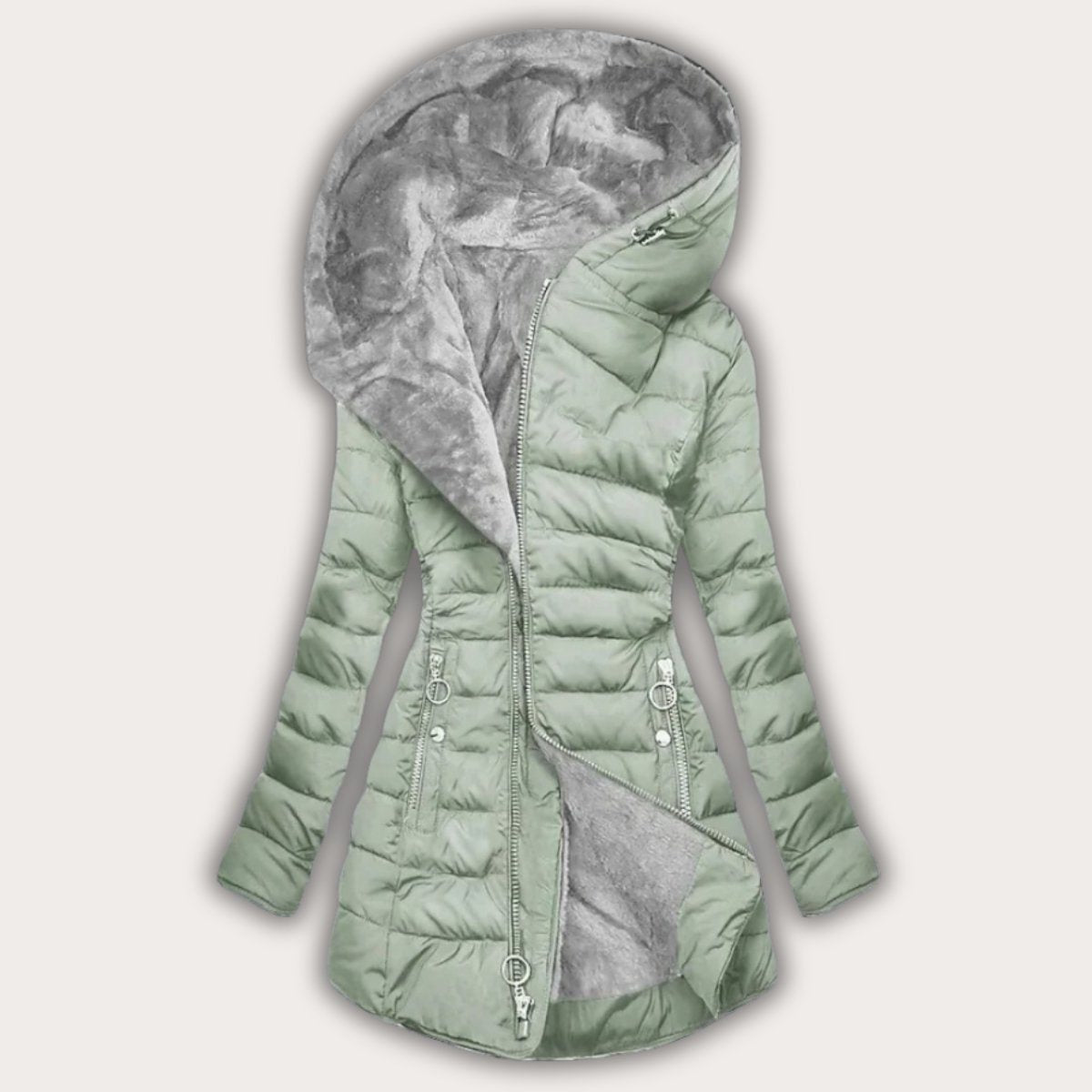 Hooded Long Puffer Coat with Faux Fur Lining for Women