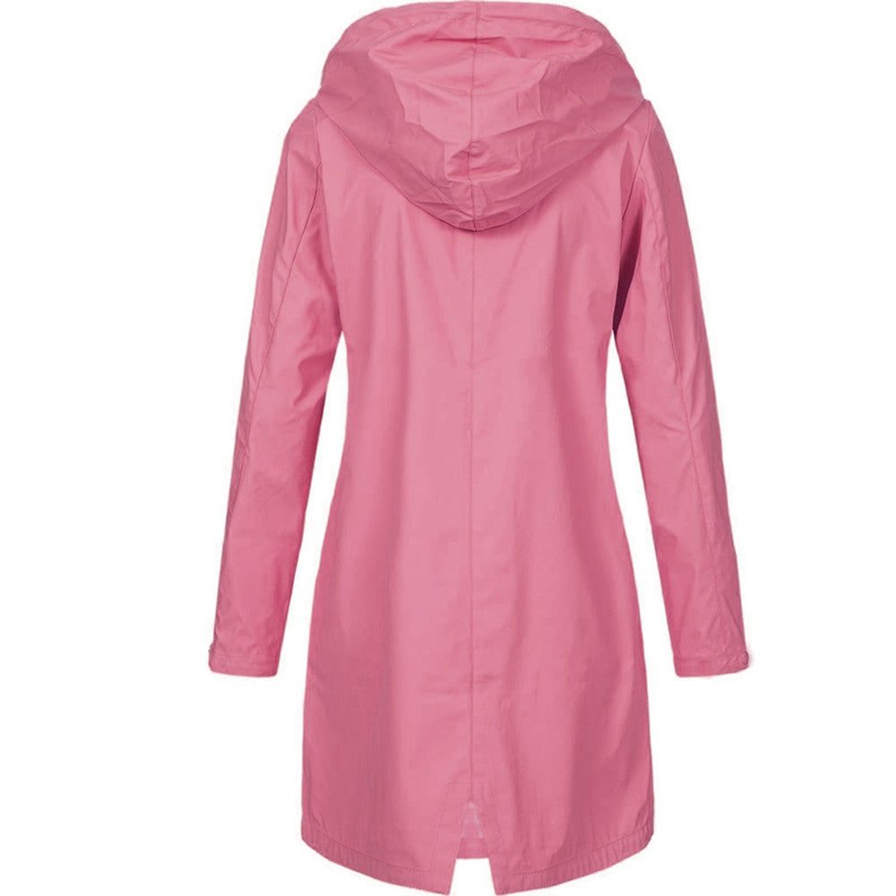 Hooded Long Raincoat with A-Line Fit for Women - View 5