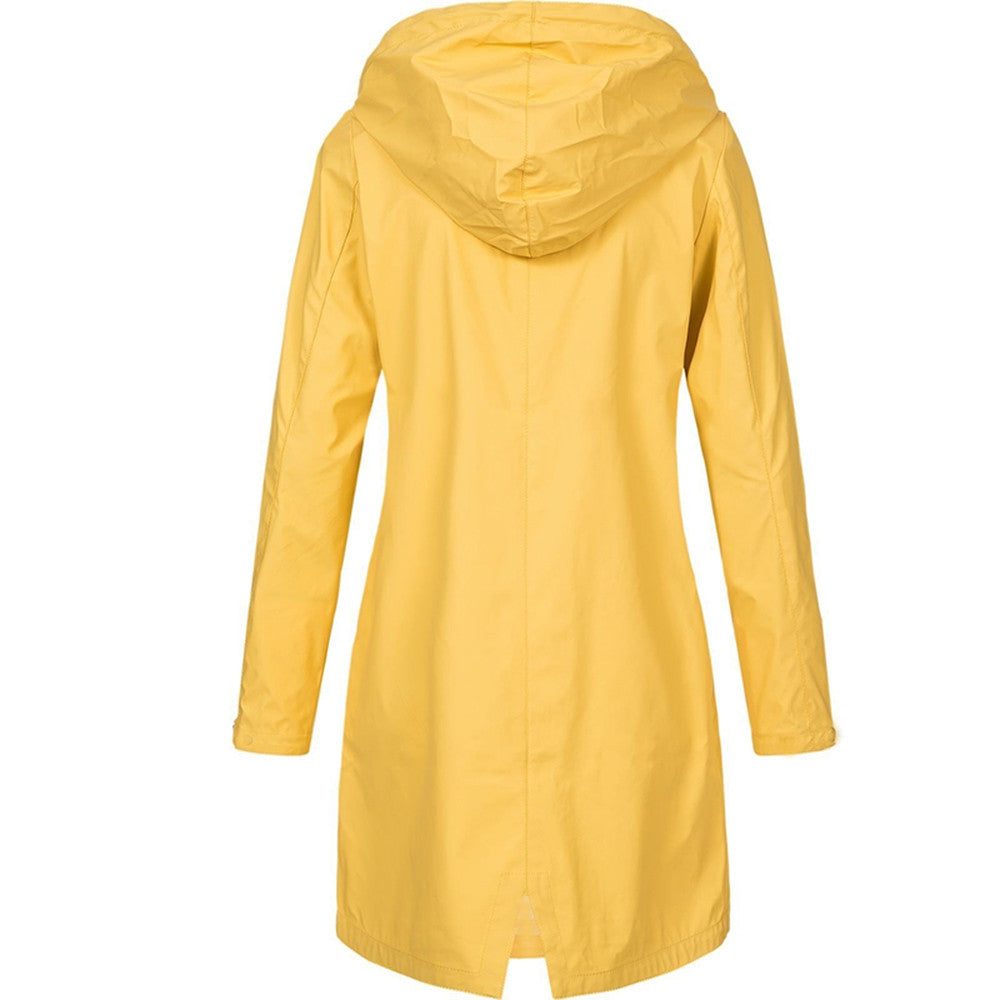 Hooded Long Raincoat with A-Line Fit for Women - View 3