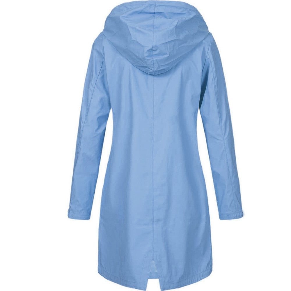 Hooded Long Raincoat with A-Line Fit for Women - View 4