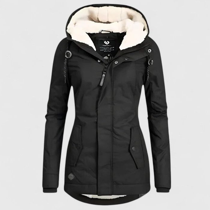 Hooded Longline Fleece-Lined Winter Coat for Women
