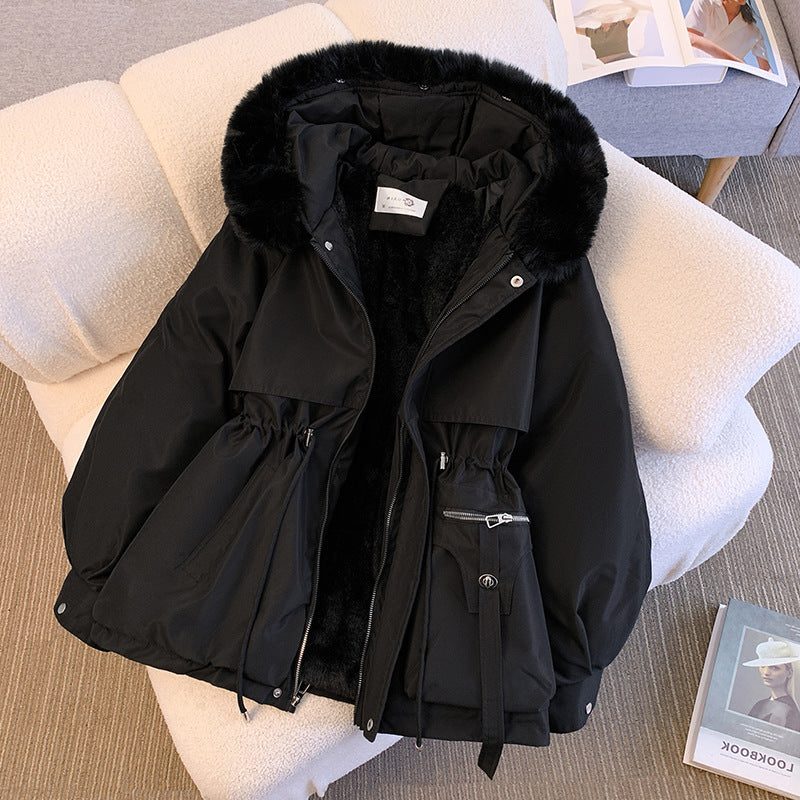 Hooded Longline Puffer Coat for Women - Black