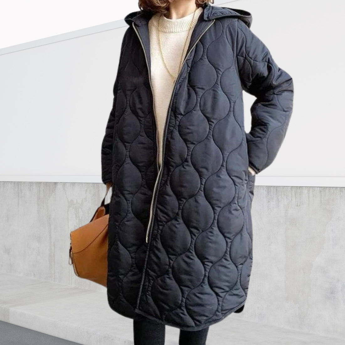 Hooded Longline Quilted Parka for Women