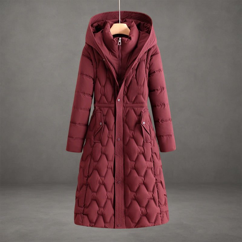 Hooded Longline Quilted Puffer Coat for Women