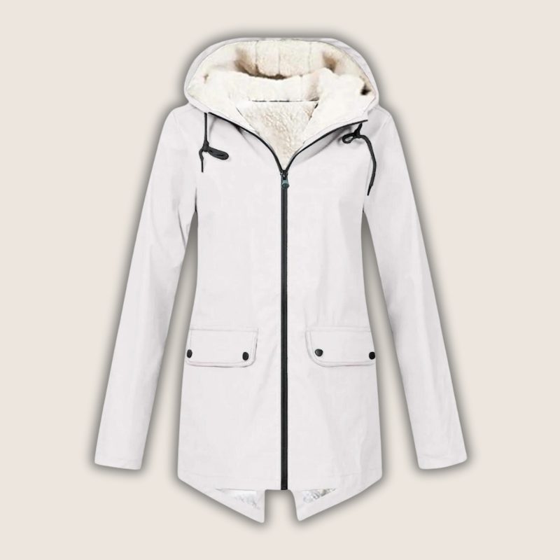 Hooded Longline Rain Jacket for Women - White