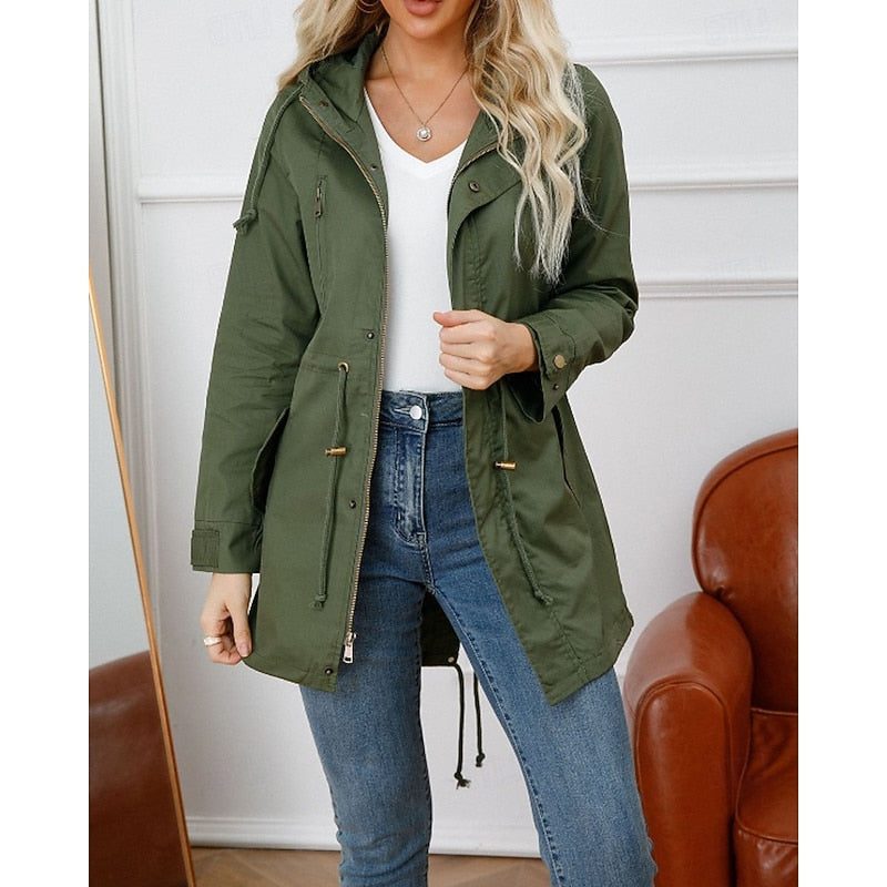 Hooded Longline Utility Coat for Women