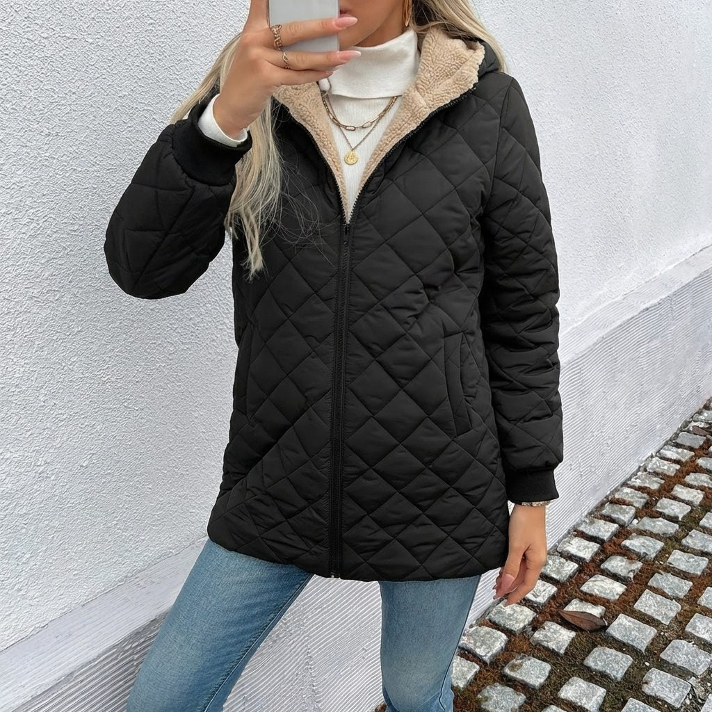 Hooded Quilted Longline Puffer Jacket for Women - View 3