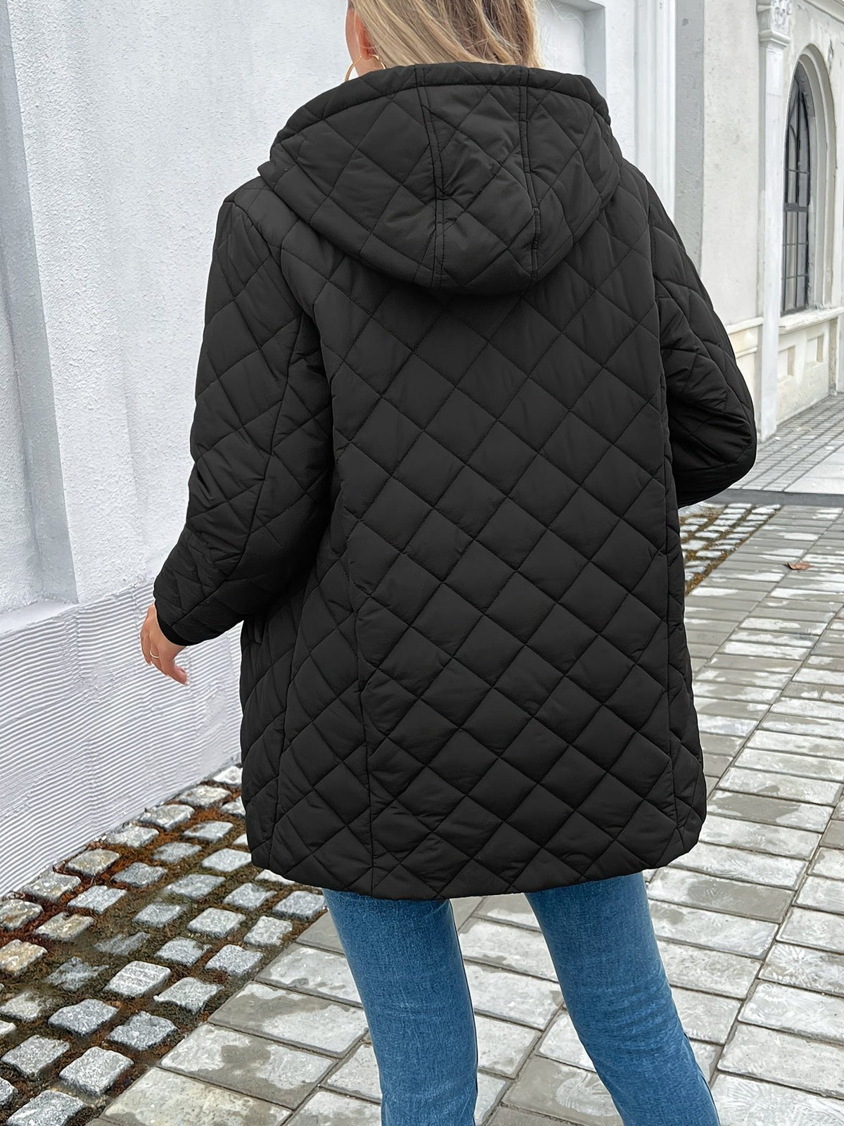Hooded Quilted Longline Puffer Jacket for Women - View 5