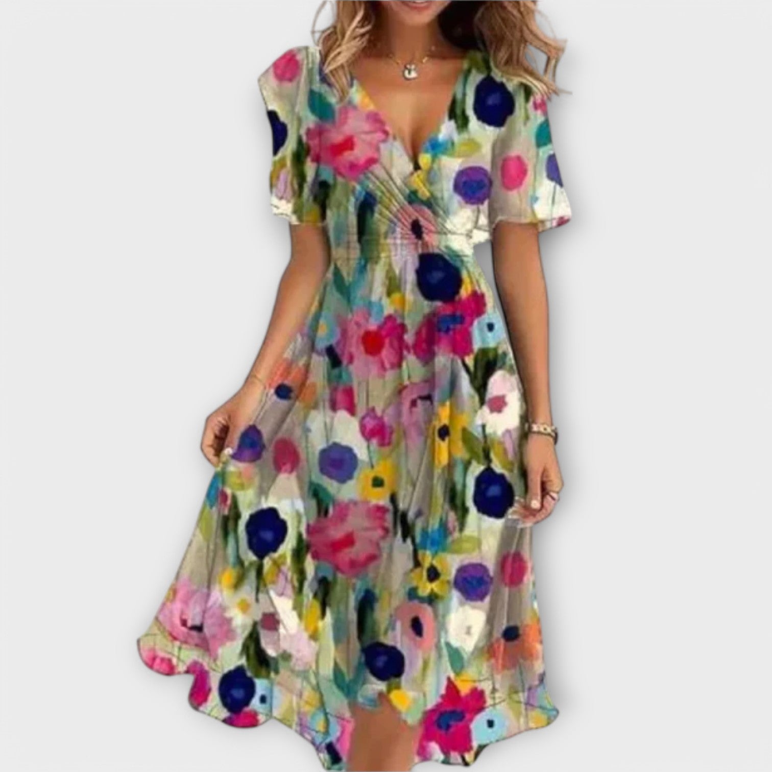 Floral Wrap Midi Dress for Women
