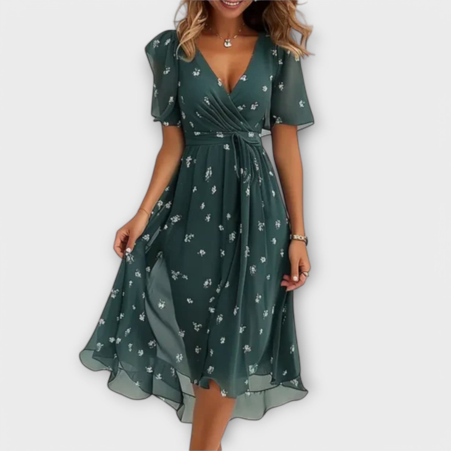 Floral Wrap Midi Dress for Women