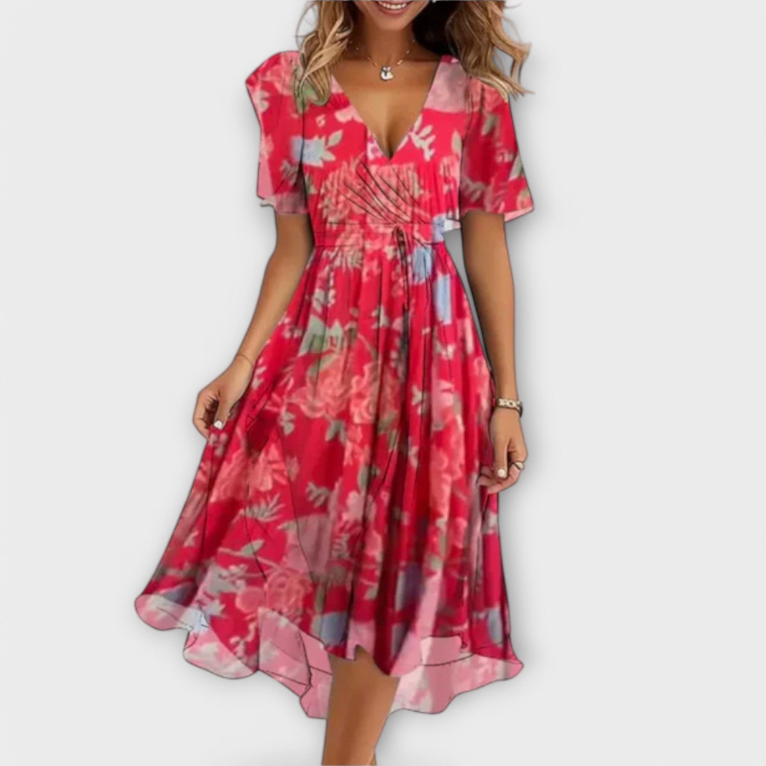 Floral Wrap Midi Dress for Women