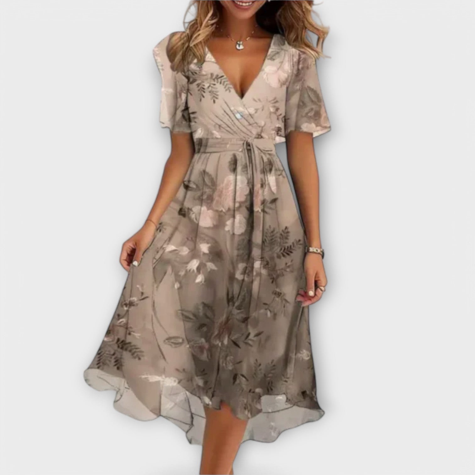 Floral Wrap Midi Dress for Women