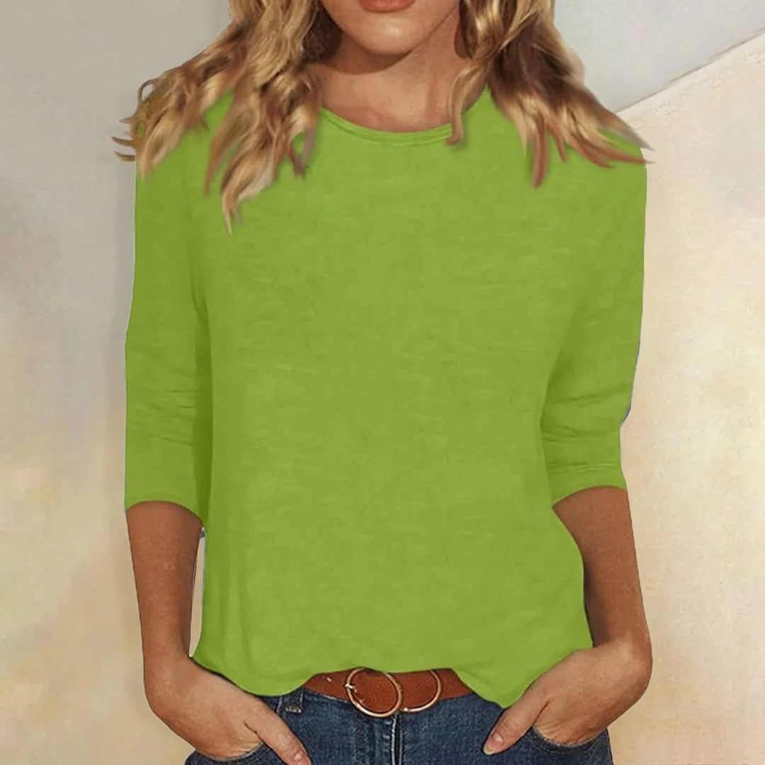 Crew Neck 3/4 Sleeve Top for Women