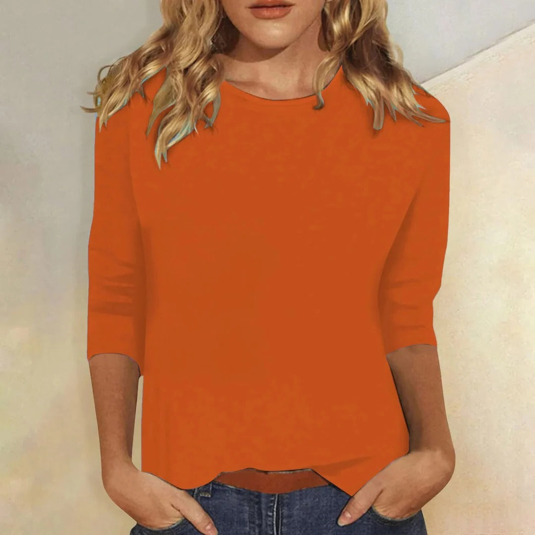 Crew Neck 3/4 Sleeve Top for Women