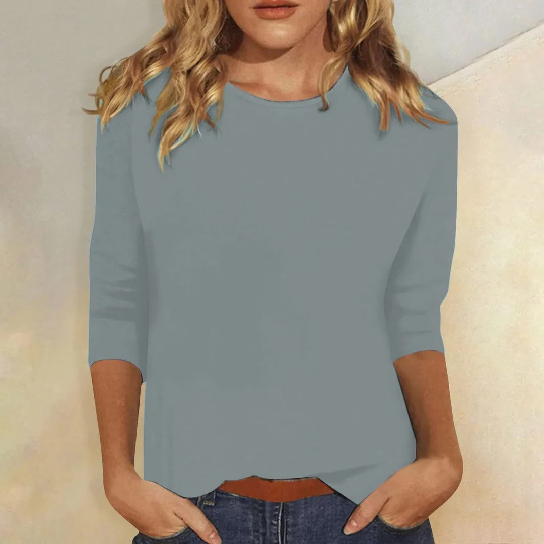 Crew Neck 3/4 Sleeve Top for Women