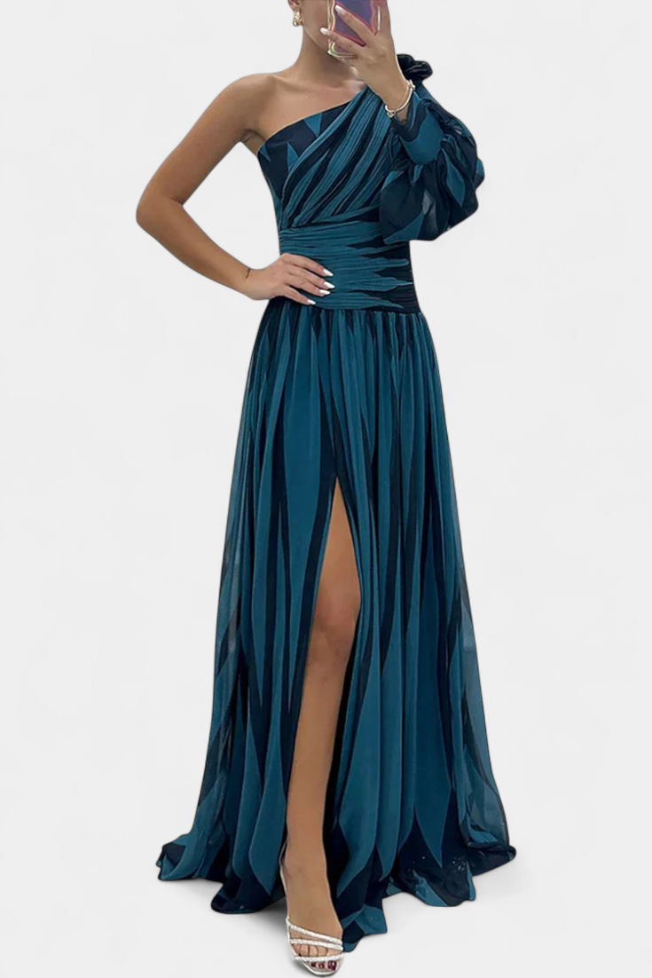 One-Shoulder Striped Maxi Dress for Women