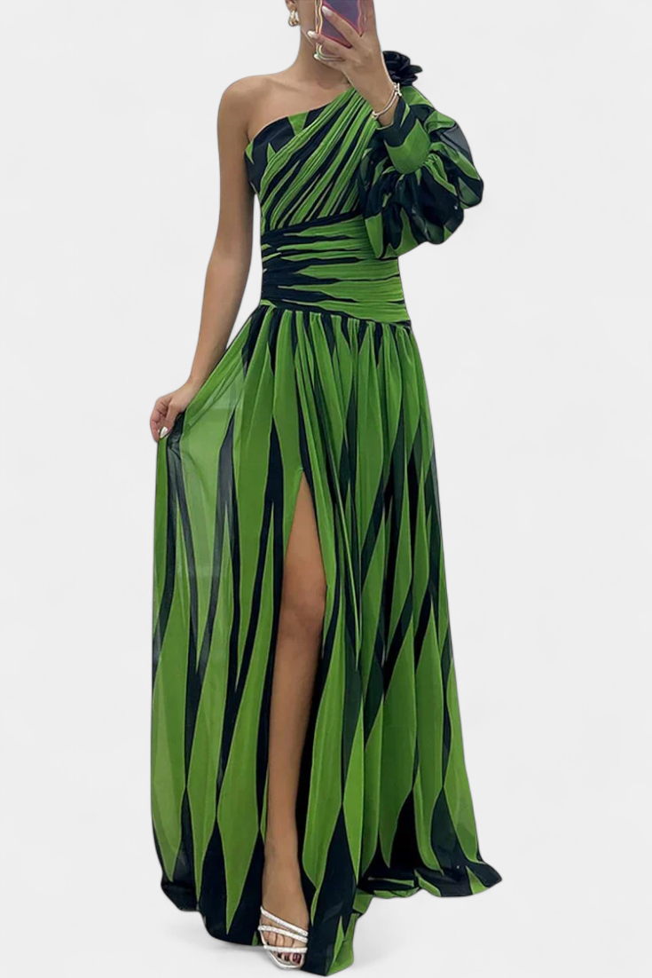 One-Shoulder Striped Maxi Dress for Women