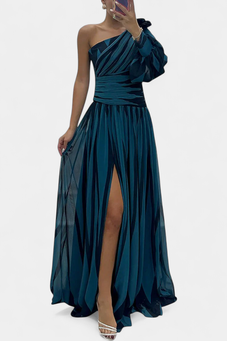 One-Shoulder Striped Maxi Dress for Women