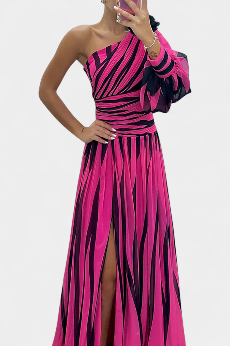 One-Shoulder Striped Maxi Dress for Women