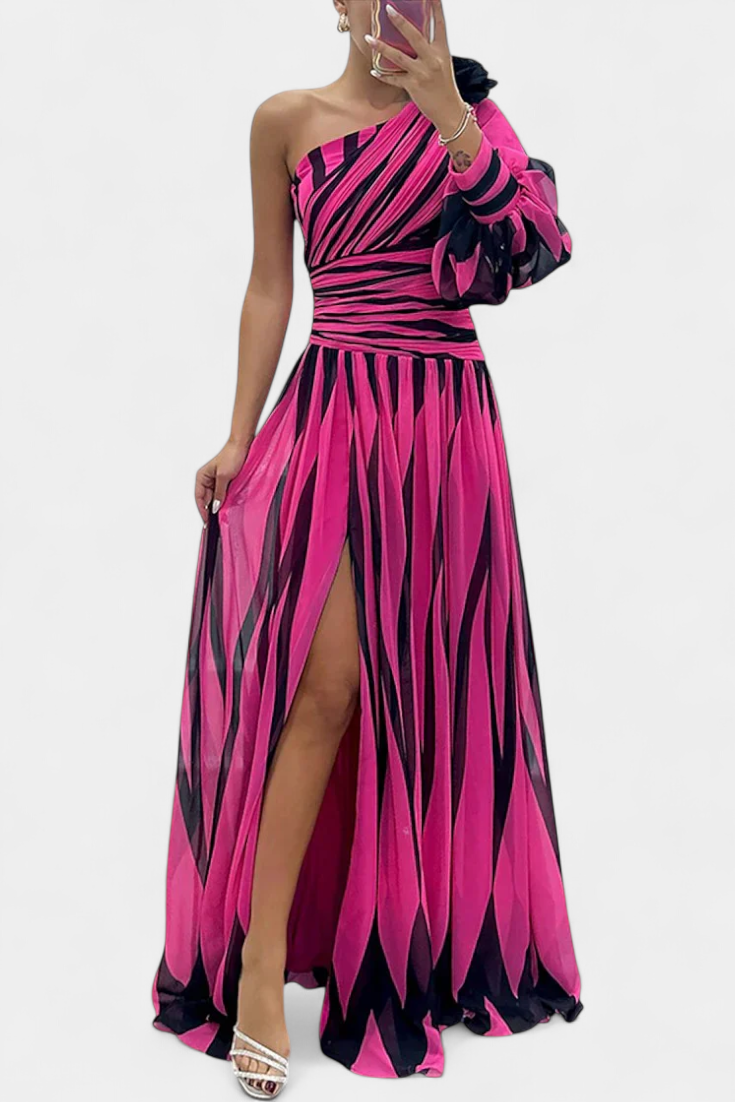 One-Shoulder Striped Maxi Dress for Women