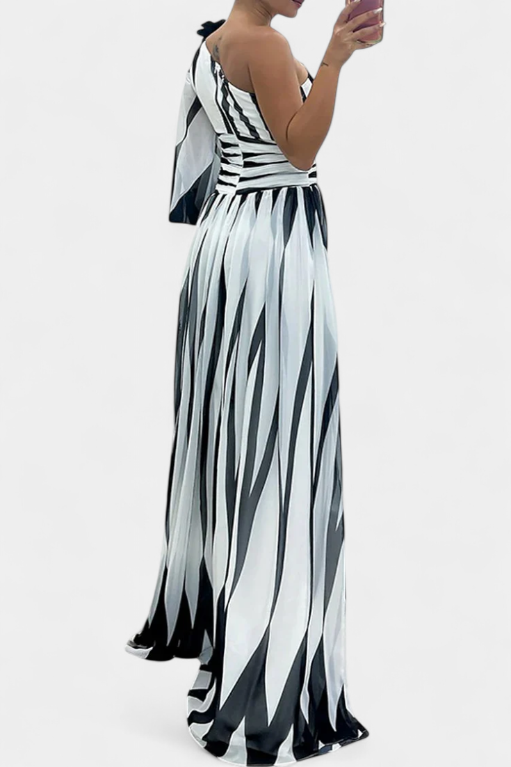 One-Shoulder Striped Maxi Dress for Women