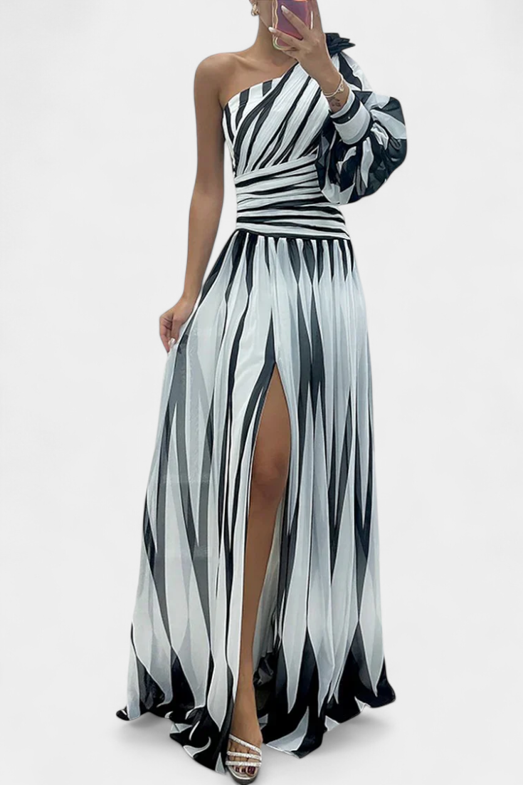 One-Shoulder Striped Maxi Dress for Women