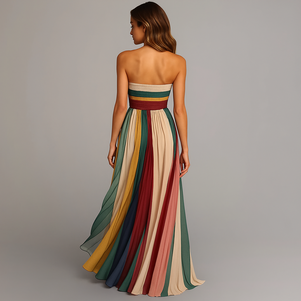 Pleated Strapless Maxi Dress for Women