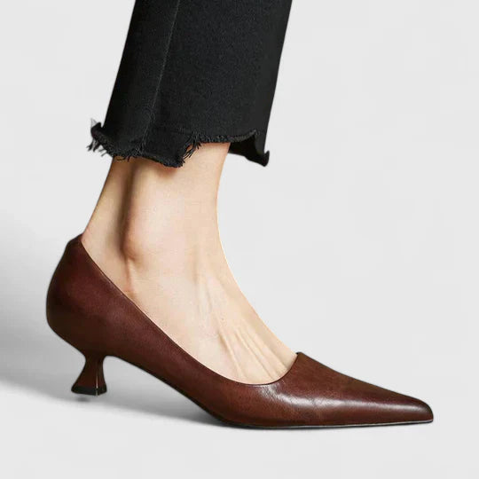 Block Heel Pointed Toe Pumps for Women