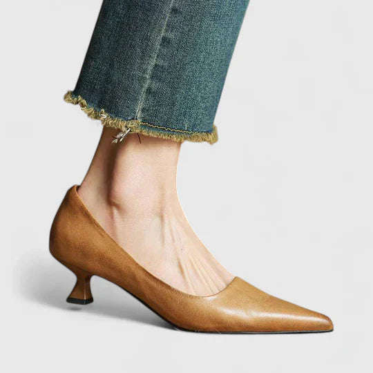 Block Heel Pointed Toe Pumps for Women