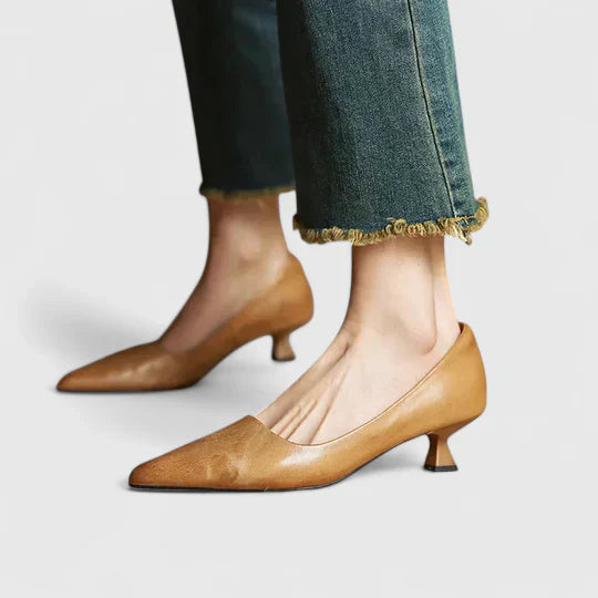 Block Heel Pointed Toe Pumps for Women