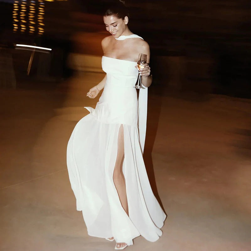 Split Hem Strapless Maxi Dress for Women