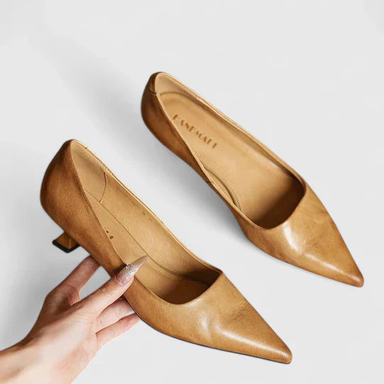 Block Heel Pointed Toe Pumps for Women