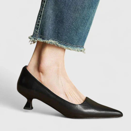 Block Heel Pointed Toe Pumps for Women