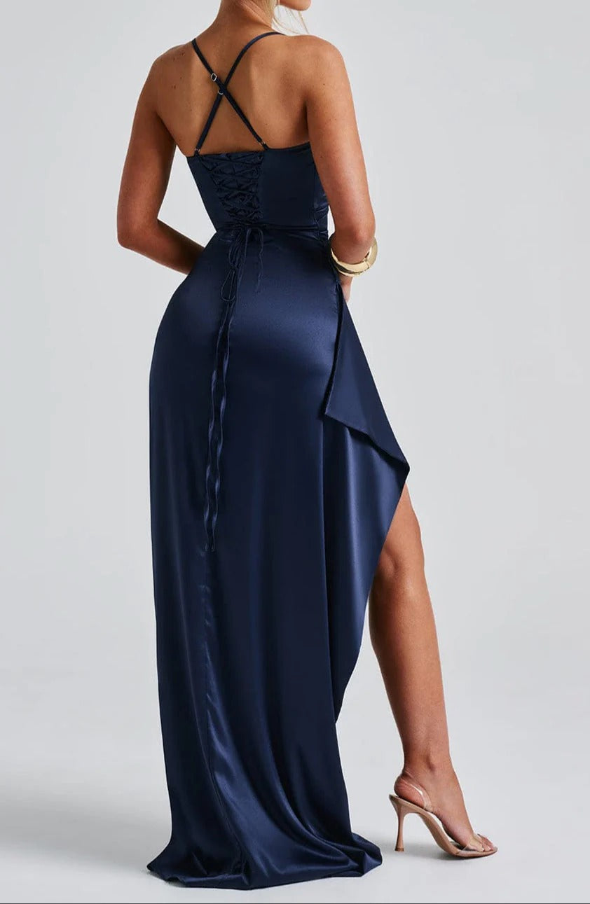 Satin Strappy Spaghetti Strap Maxi Dress for Women