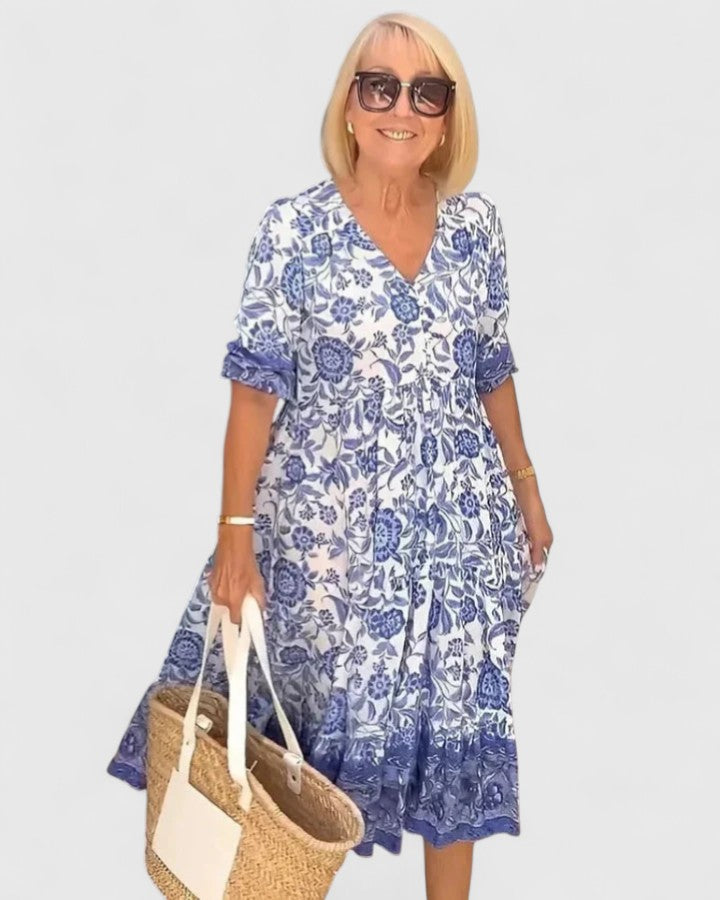 Floral Print V-Neck Dress for Women