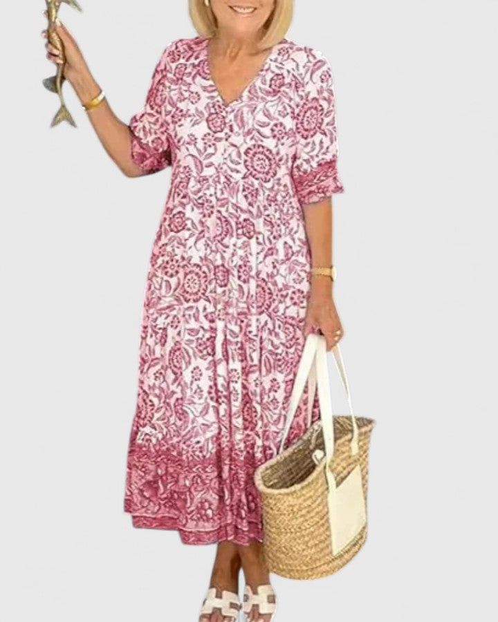 Floral Print V-Neck Dress for Women