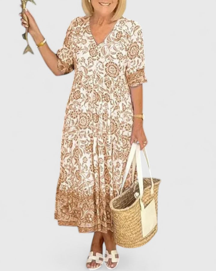 Floral Print V-Neck Dress for Women
