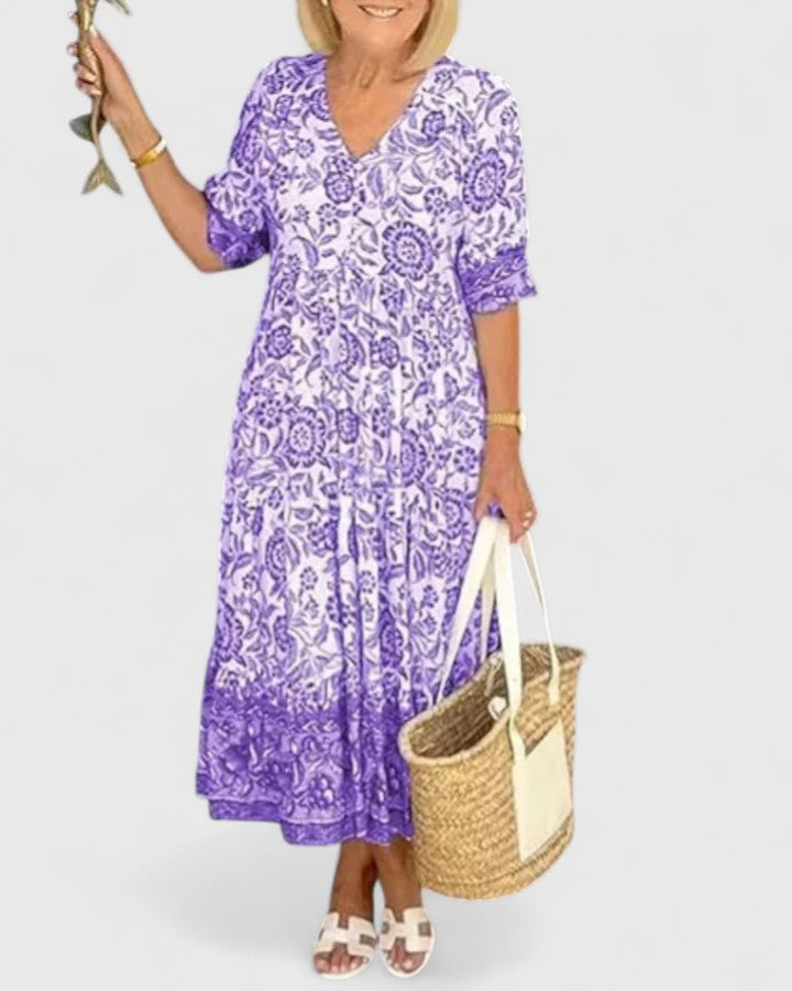 Floral Print V-Neck Dress for Women
