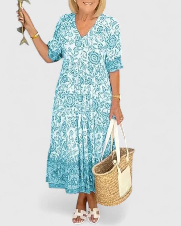 Floral Print V-Neck Dress for Women