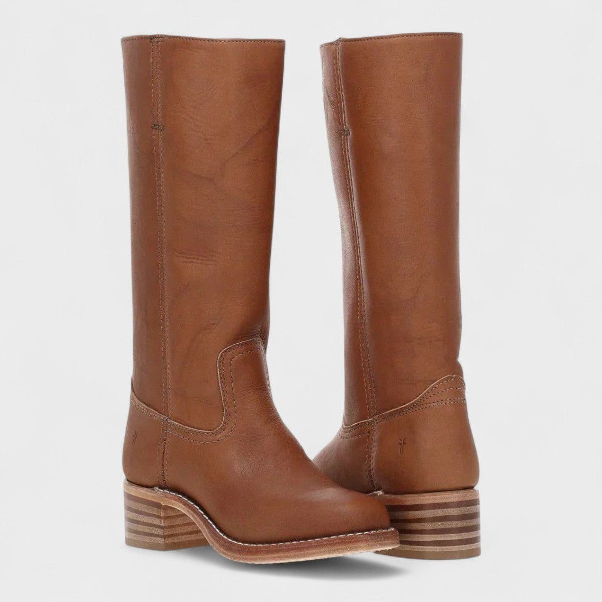 Knee High Block Heel Western Boots for Women - Brown