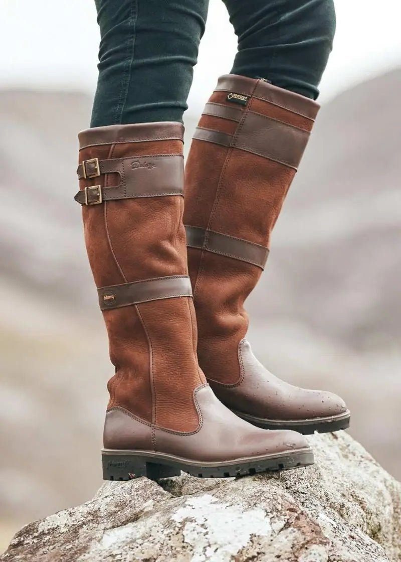 Knee High Pull-On Leather Boots for Women - Brown