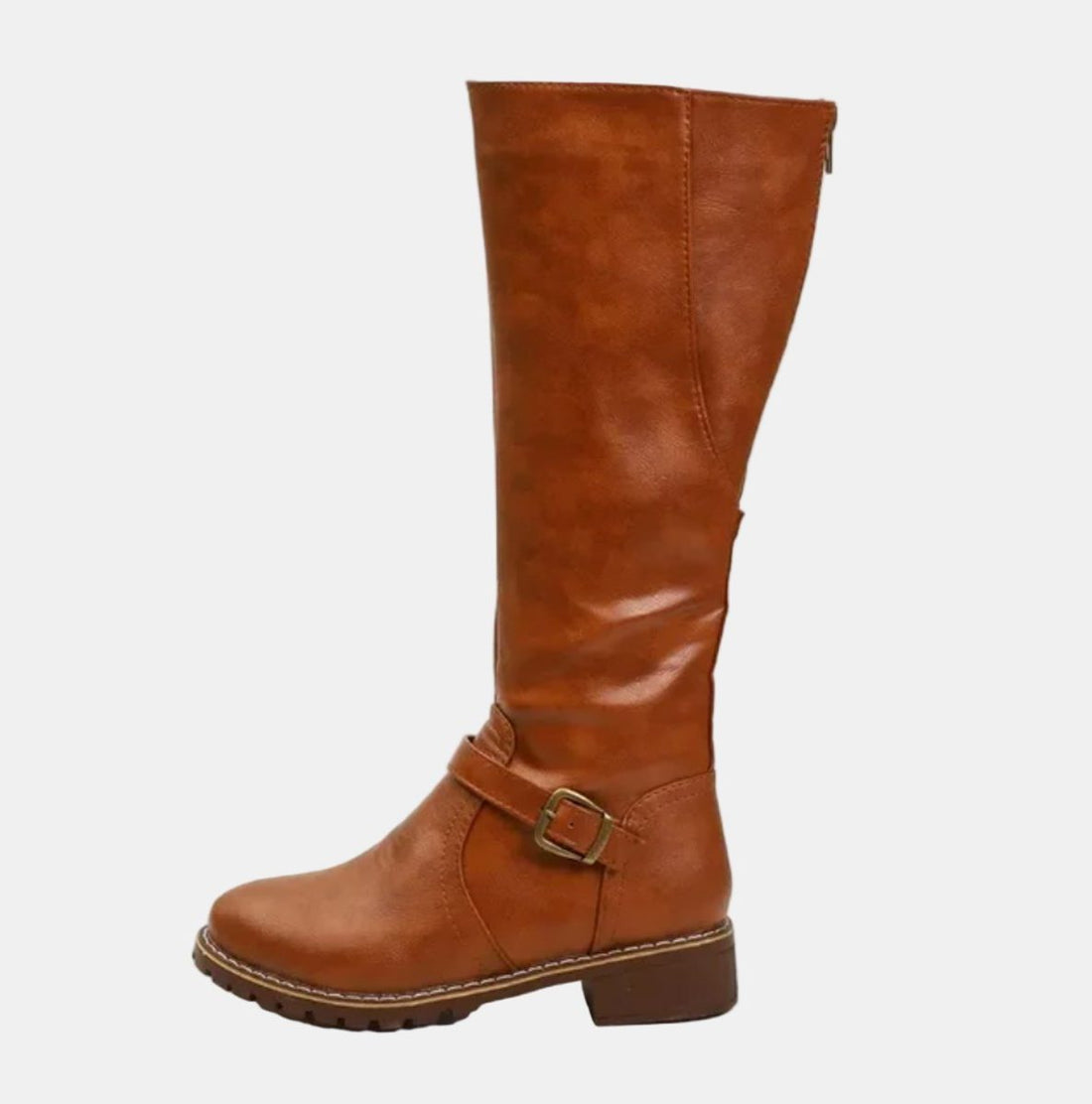 Knee High Riding Boots with Buckle Strap for Women