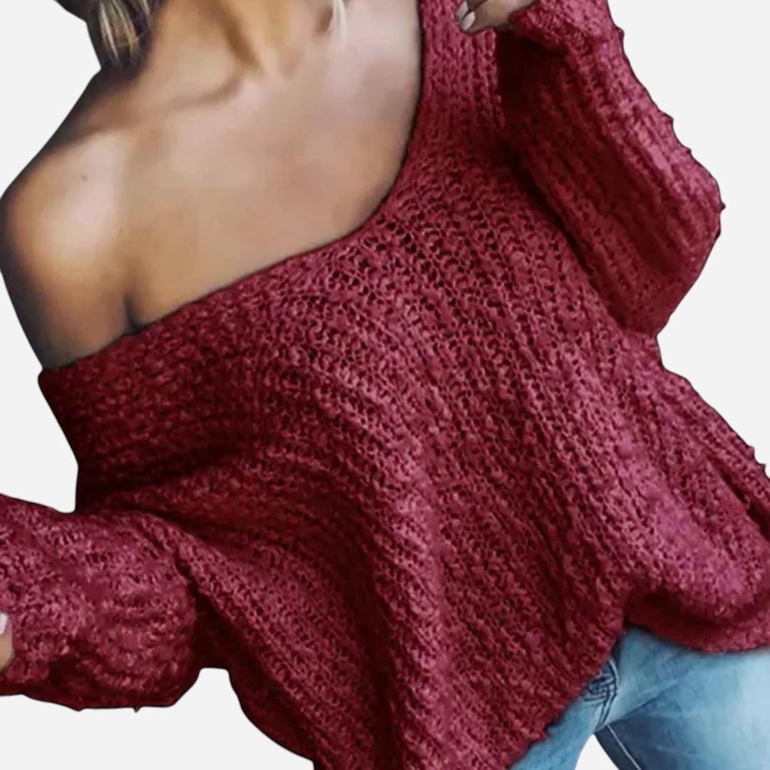Knit Drop Shoulder Sweater for Women