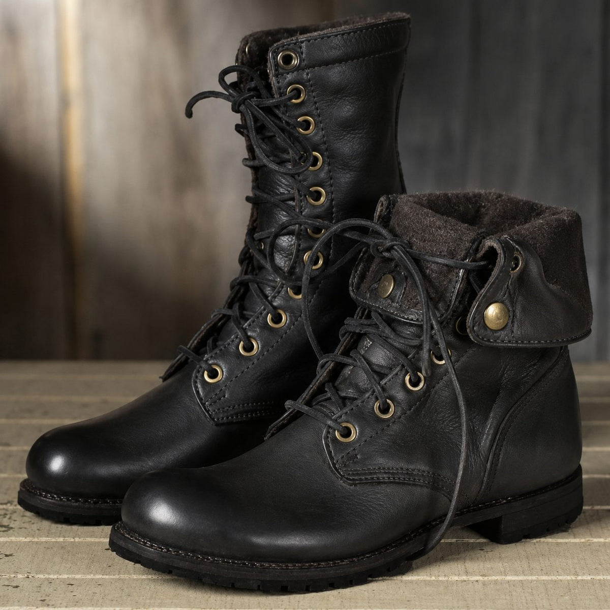 Lace-Up Ankle Boots for Women - Black
