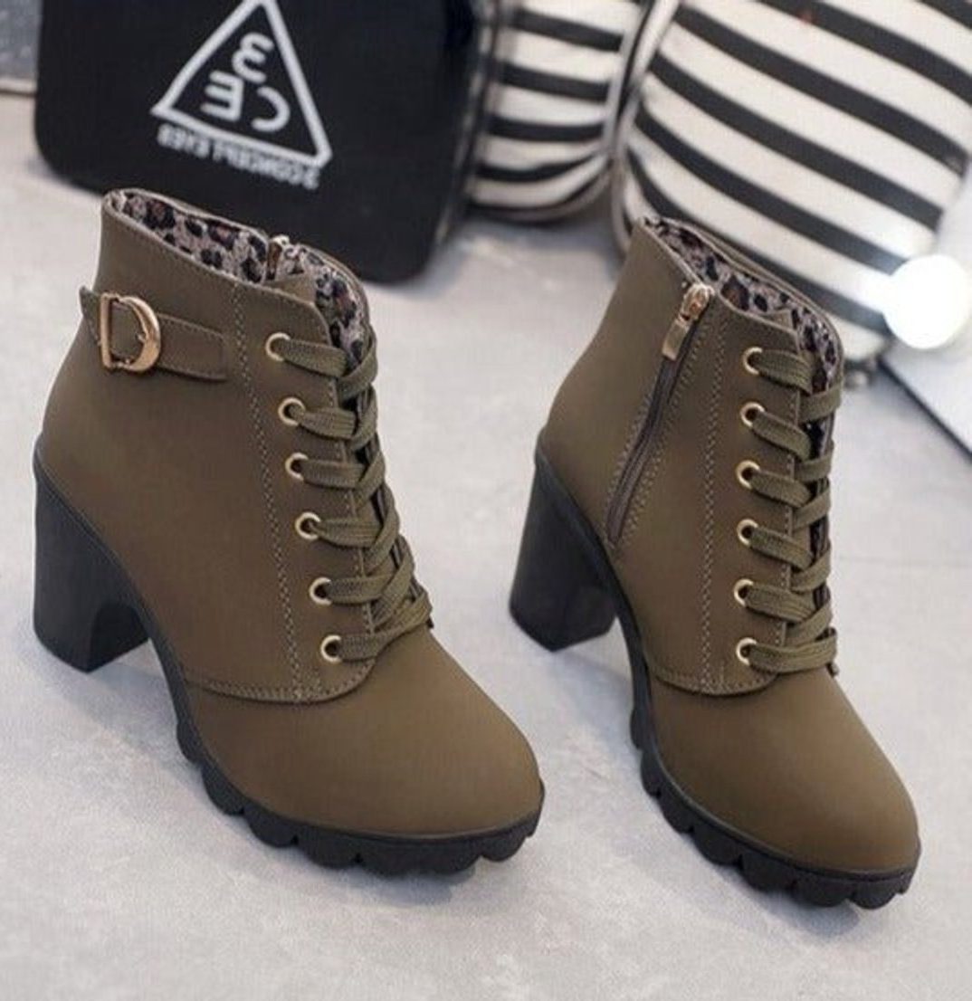 Lace-Up Block Heel Ankle Boots for Women - View 5