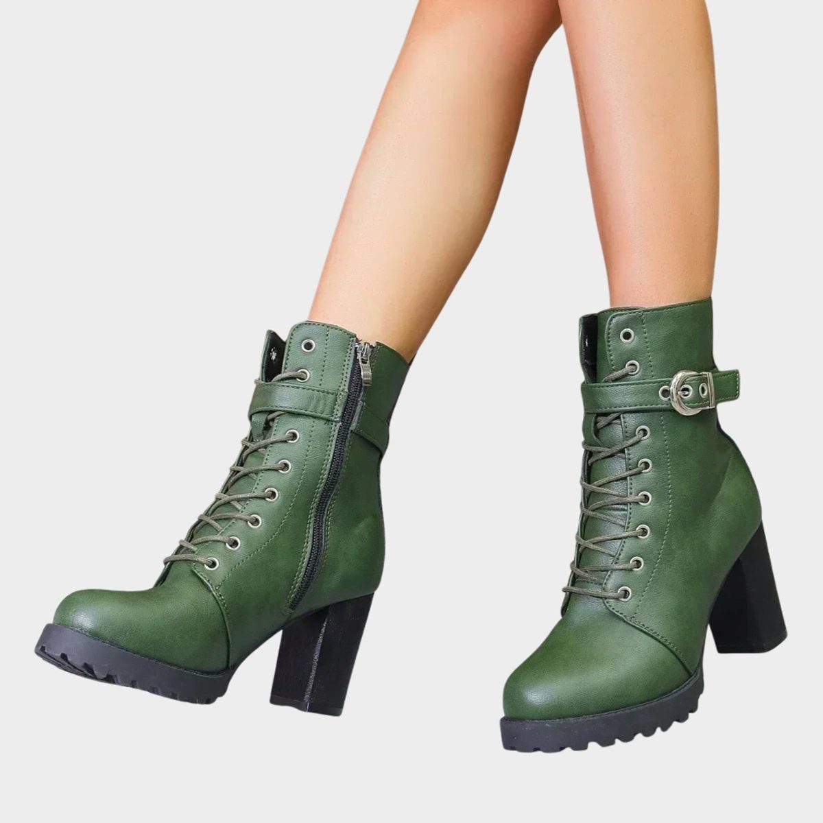 Lace-Up Block Heel Combat Ankle Boots for Women - View 10