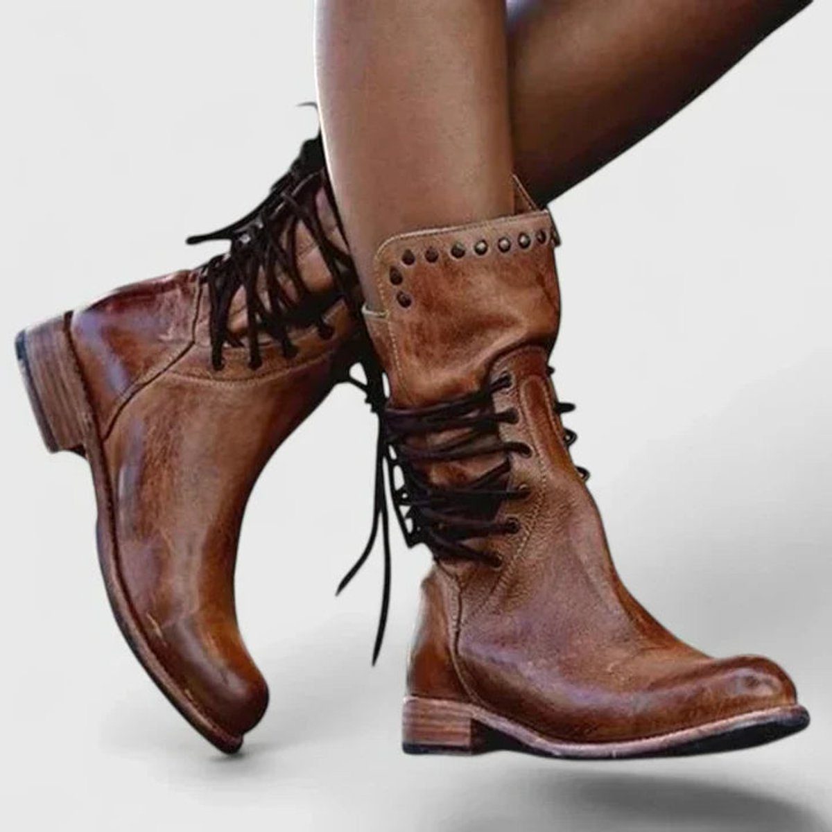 Lace-Up Block Heel Knee High Boots for Women - View 4