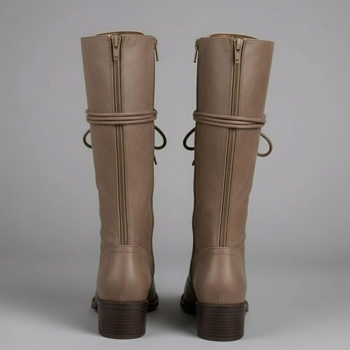Lace-Up Block Heel Studded Knee-High Boots for Women - View 7