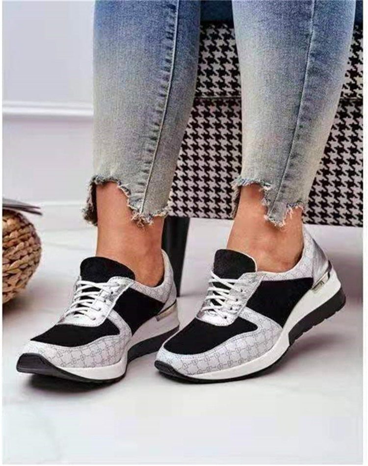 Lace-Up Colorblock Sneakers for Women - Silver