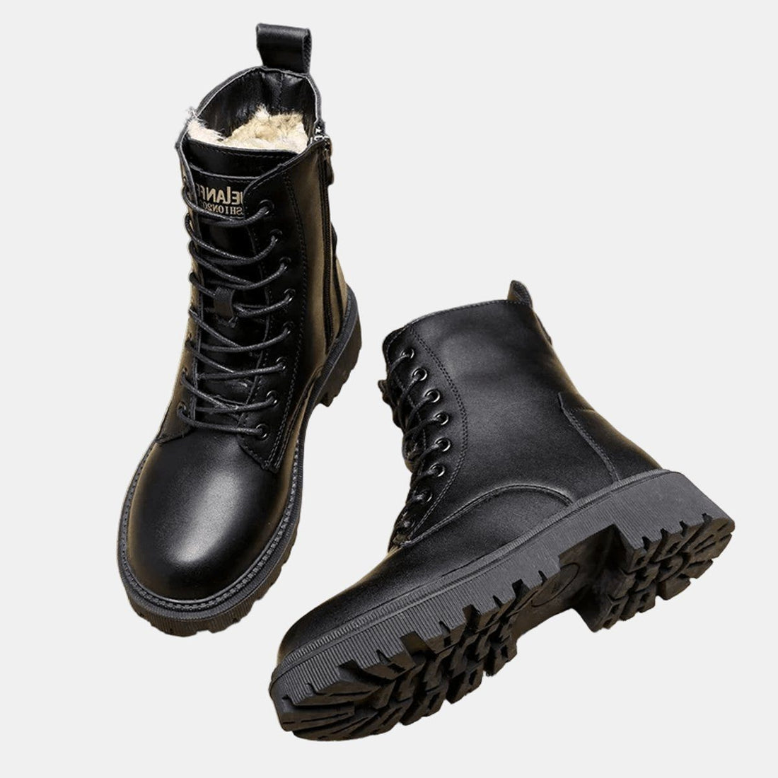 Lace-Up Fleece-Lined Combat Ankle Boots for Women